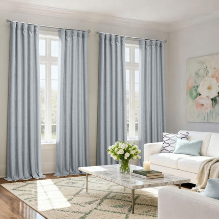 HPD Half Price Drapes Faux Linen Room Darkening Curtains - 96 Inches Long Luxury Linen Curtains for Bedroom & Living Room (1 Panel), 50W X 96L, Heather Grey