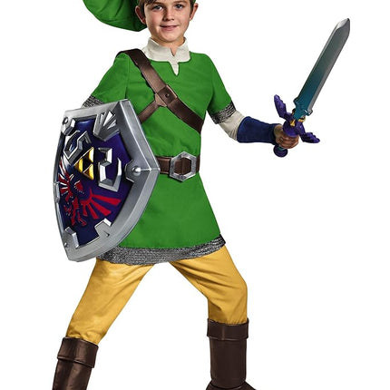 Legend of Zelda Link Kids Deluxe Costume Boys Gaming Outfit - Large