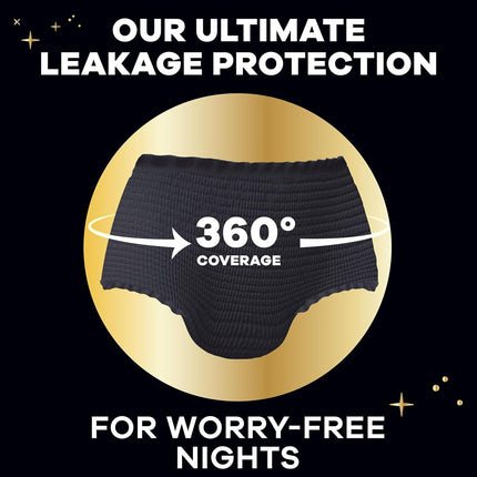 Always ZZZs Overnight Disposable Period Underwear for Women, Size L, Black Period Panties, Leakproof, 7 Count, Pack of 2 (14 Count Total)