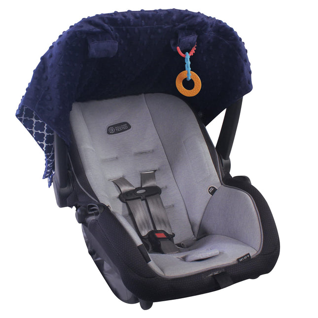 Hudson Baby Unisex Baby Reversible Car Seat and Stroller Canopy, Navy Trellis, One Size