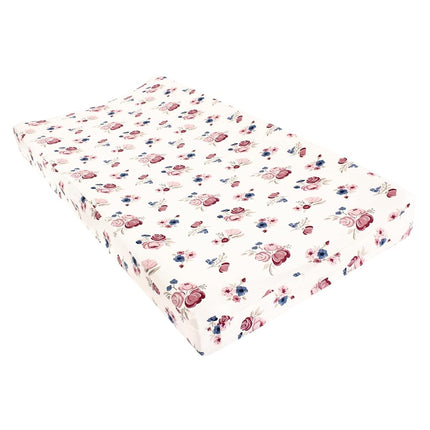 Hudson Baby Unisex Baby Changing Pad Cover, Dusty Rose Floral, One Size