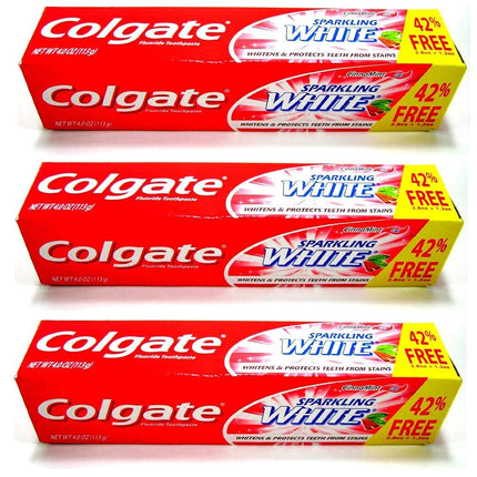 (Pack of 3) Colgate Sparkling White Cinnamint Gel Toothpaste 4 Oz