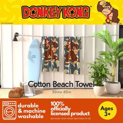 Franco Collectibles Nintendo Donkey Kong Gaming Soft Cotton Bath/Pool/Beach Towel, 60 in x 30 in, (100% Officially Licensed Product)