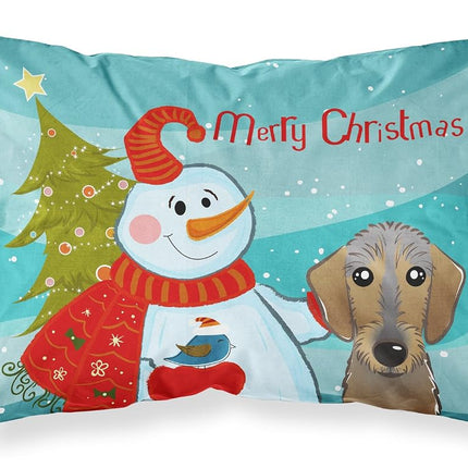 Caroline's Treasures BB1853PILLOWCASE Snowman with Wirehaired Dachshund Fabric Standard Pillowcase, Large, Multicolor
