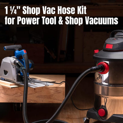 POWERTEC 70175 10 Ft. Dust Collection Hose Kit with 5 Fittings for Woodworking Power Tools Home and Wet/Dry Shop Vacuums