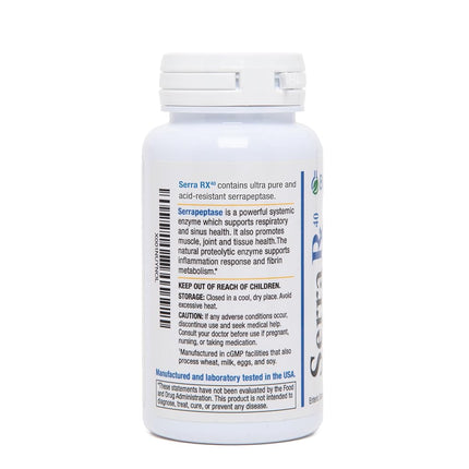 Serra-RX 40,000 SPU Serrapeptase - Limited TIME Offer - Enteric Coated Proteolytic Systemic Enzyme, Non-GMO, Gluten Free, Vegan, Supports Sinus & Lung Health, 90 Veg Capsules
