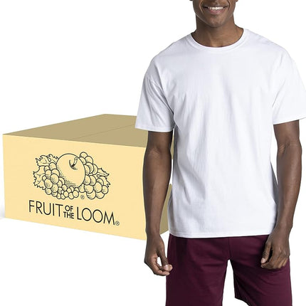 Fruit of the Loom Men's Eversoft Cotton T-Shirts (Regular and Big & Tall), Crew-12 Pack-White, Medium