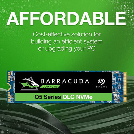Seagate BarraCuda Q5 SSD, 1 TB, SSD interno, M.2 NVMe PCIe Gen3 ×4, 3D QLC, para ordenador de sobremesa o portátil (ZP1000CV3A001)