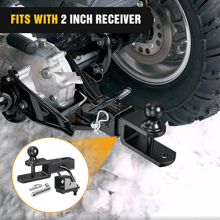 Nilight 3 in 1 ATV UTV Multi Hitch Mount with 2 Inch Receiver 1-7/8 inch Ball Hitch Rated 2000 LBS Winch Strap Loop Rated 5000 LBS