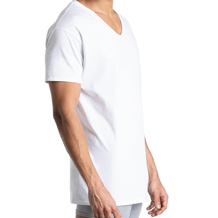 Fruit of the Loom Camiseta de capa base de algodón Eversoft con cuello en V para hombre, regular-blanco-6 unidades, 3XL (paquete de 6)