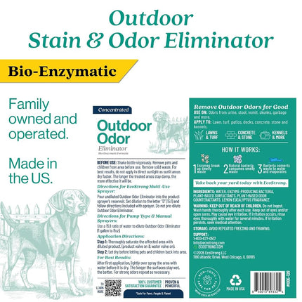 Eco Strong Outdoor Odor Eliminator | Outside Dog Urine Enzyme Cleaner – Powerful Pet, Cat, Animal Scent Deodorizer | Professional Strength for Yard, Turf, Kennels, Patios, Decks (Gallon with Sprayer)
