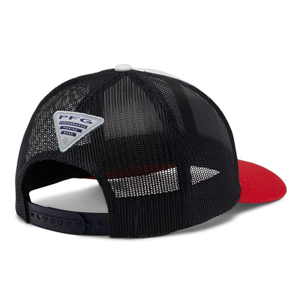 Casquette Columbia PFG Fish Flag Mesh Snap Back, Blanc/Marine universitaire/Rouge vif, Taille unique