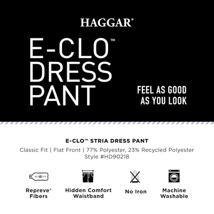 Haggar Men's eCLo Stria Expandable-Waist Plain-Front Dress Pant