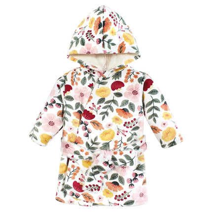 Hudson Baby Albornoz unisex de visón con forro de piel sintética para piscina y playa, diseño de mariposas florales, 0-6 meses