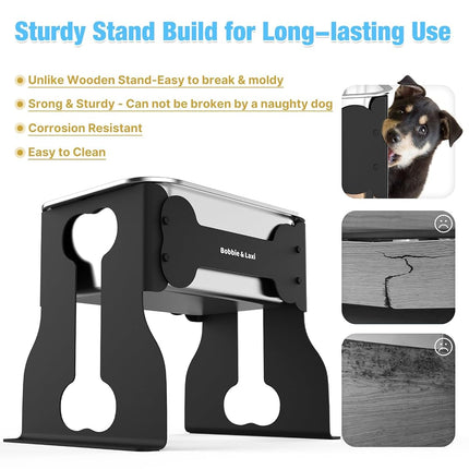 0.85 Gallon Dog Food Bowls Elevated, 10" Raised Dog Bowl with Stand for Medium Breed, Full Metal Feeding Station for Joint Pressure Relief, Easy Clean for Indoor Outdoor