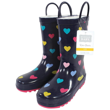 Bota de lluvia Hudson Baby unisex para niños, diseño de corazones azul marino, talla 9 para niños pequeños