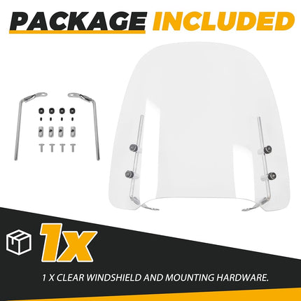 ECOTRIC Universal Scooter Windshield 14.3"x16.5" Compatible with Yamaha Honda 125cc 150cc Moped Dirt Bike Motorcycle Windscreen Transparent Acrylic
