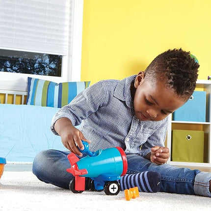 Learning Resources 1-2-3 Build It! Car-Plane-Boat, Fine Motor Toy, Kids Building Set