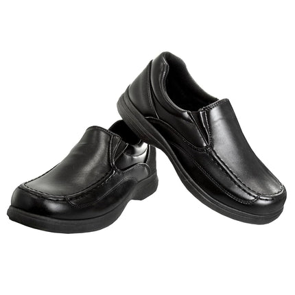 Zapatos para niños French Toast - Mocasines Oxford para uniforme escolar, zapatos de vestir de iglesia, sin cordones de piel sintética (niños pequeños a niños grandes) (negro), sin cordones negro, 12 US Niño pequeño