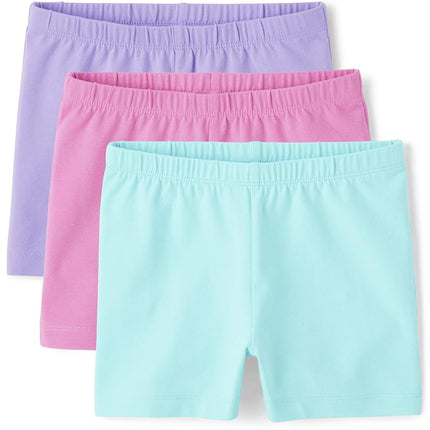The Children's Place Pantalones cortos tipo bombacho para niña, paquete de 3, morado/rosa/verde azulado, XXG