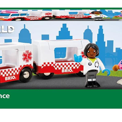 BRIO World Rescue Ambulance Toy for Toddlers and Kids Age 3 Years Up - Wooden Railway Set Accessories & Add Ons