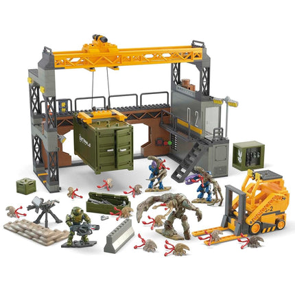 MEGA Halo Infinite Building Toys Set, Floodgate Firefight with 634 Pieces, 4 Micro Action Figures, Poseable Articulation, Accessories, Kids or Adult, HNC59