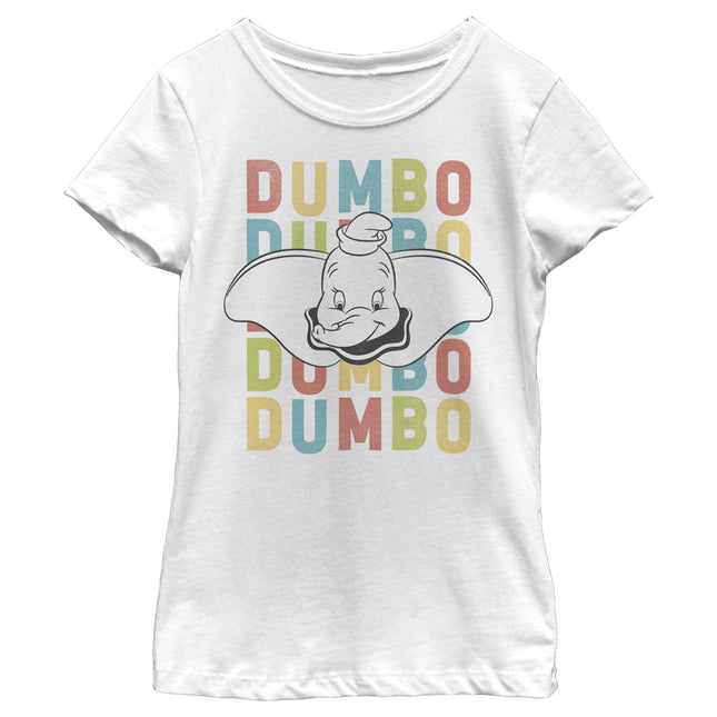 Disney Girl's Dumbo Face T-Shirt, White, Medium