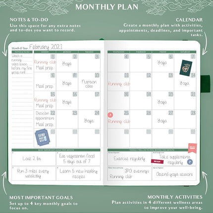 Legend Planner Food Journal, Weight Loss & Meal Tracking Diary A5 Green