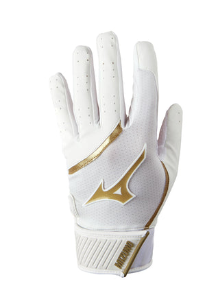 Mizuno MVP Youth Baseball Batting Glove, White-Gol