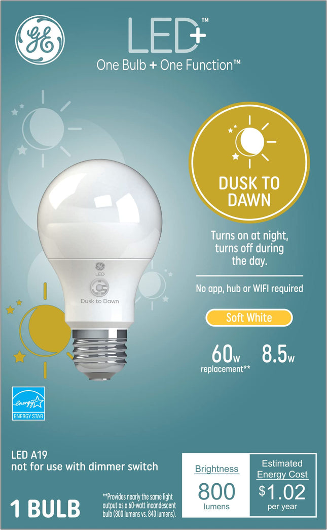 GE Lighting LED+ Dusk to Dawn Outdoor Light Bulb, 