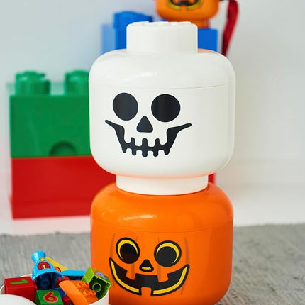 LEGO STORAGE HEAD (LARGE) - PUMPKIN - Polypropylene Storage Box with Lid for Kids' Toy Storage, Stackable Organizer, and Fun Storage Solution for LEGO Enthusiasts and Beyond