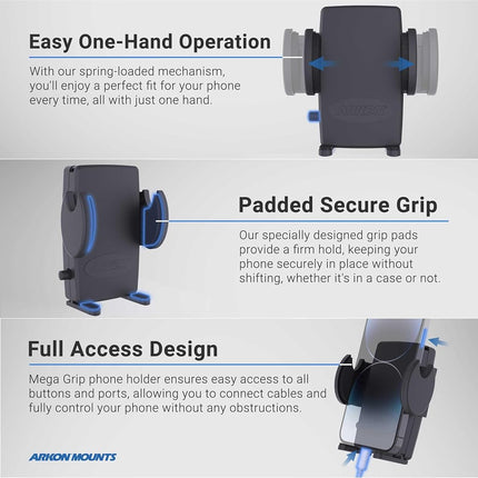 Arkon Car or Truck Seat Rail or Floor Phone Holder Mount for iPhone 7 6S 6 Plus 7 6S 6 Retail Black