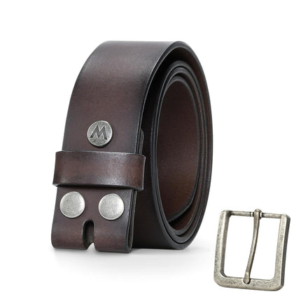 Wrangler Men's Genuine Leather Belt with Removable Buckle, 38mm Casual Belt for Jeans, Gift for Men, Brown, 38 (waist 35-36)