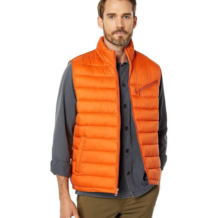 Cole Haan Men's Quilted Puffer Vest with Chest Zip Pocket, Burnt Orange, XL