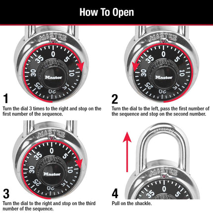 Master Lock 1500T Locker Lock Combination Padlock, Black, 2 Pack