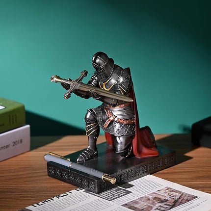 Knight Pen Holder Desk Organizer Office Decor Letter Opener for Desk Iron