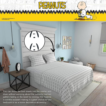 Franco Collectibles Peanuts Snoopy Bedding Super Soft Cozy Microfiber 4 Piece King Sheet Set, (Officially Licensed Product)