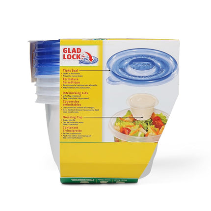 Glad GladWare To Go Lunch Food Storage Containers - Medium Round - Meal Container Holds up to 32 Ounces of Food - Lock Tight Seal, 4 Count