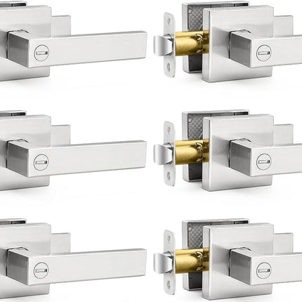 6 Pack Square Door Lever Privacy Door Lock Handles