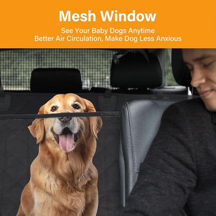 Housse de siège de voiture pour chien Simple Deluxe, imperméable avec fenêtre en filet et 3 poches de rangement, hamac de voiture pour chien durable, anti-rayures et antidérapant de taille universelle, pour voitures, camions, VUS, Standard.