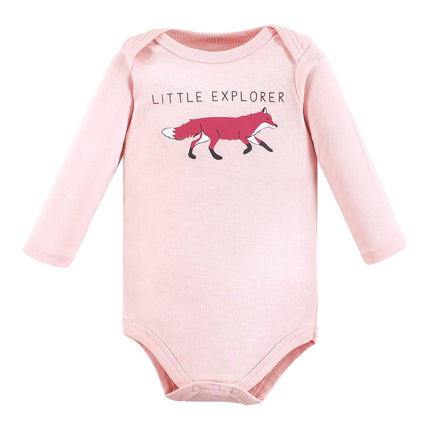 Hudson Baby unisex-baby Cotton Long-sleeve Bodysuits, Girl Woodland Animals, 3-6 Months