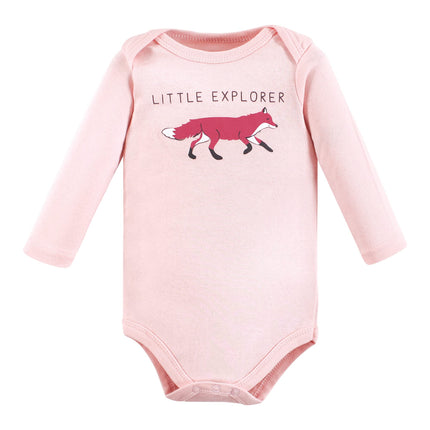 Hudson Baby unisex-baby Cotton Long-sleeve Bodysuits, Girl Woodland Animals, 3-6 Months