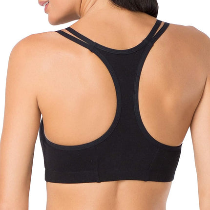 Fruit of the Loom Women's Spaghetti Strap Cotton Pull Over 3 Pack Sports Bra in Fashion Colors, Opaque, Grey Heather/Navy Heather/Black, 36 (Pack of 3)