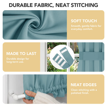Deconovo Blackout Door Curtain for Glass Doors & Sidelights, Thermal Insulated Privacy Panel with Dual Rod Pockets & Adjustable Tieback, Machine?Washable Curtain (36W x 72L, Sky Blue, 1 Panel)