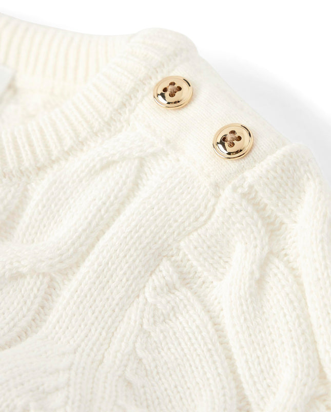 Gymboree Girls' and Toddler Long Sleeve Cable Knit Sweaters, Off-White, 6