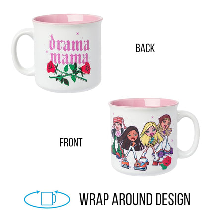 Silver Buffalo Bratz Drama Mama Roses Glitter 20oz Ceramic Camper Mug