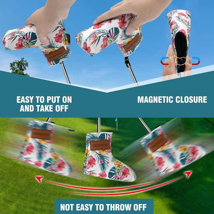 BAIRBRE Golf Club Covers Driver Covers Fairway Wood Head Cover Hybrid Headcover 3 Wood Headcovers Leather 3 Wood Headcovers Golf Head Covers for Scotty Cameron Taylormade Titleist Odyssey