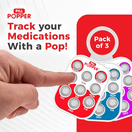 Comprimé Pill Popper, pilulier intelligent, petit aide-mémoire portable avec boutons, se fixe au pilulier, permet de suivre jusqu'à 3 doses par jour, multicolore, paquet de 3 – Produits faciles à utiliser