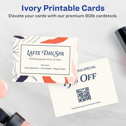 Avery Printable Rectangle Business Cards with Sure Feed Technology, 2.5" x 3.5", Ivory Cardstock, Print-to-the-Edge, Laser/Inkjet Cards, 300 Total