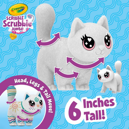 Crayola Scribble Scrubbie Jumbo (6 inch), Posable Kids Toy, Cat, Coloring Gift